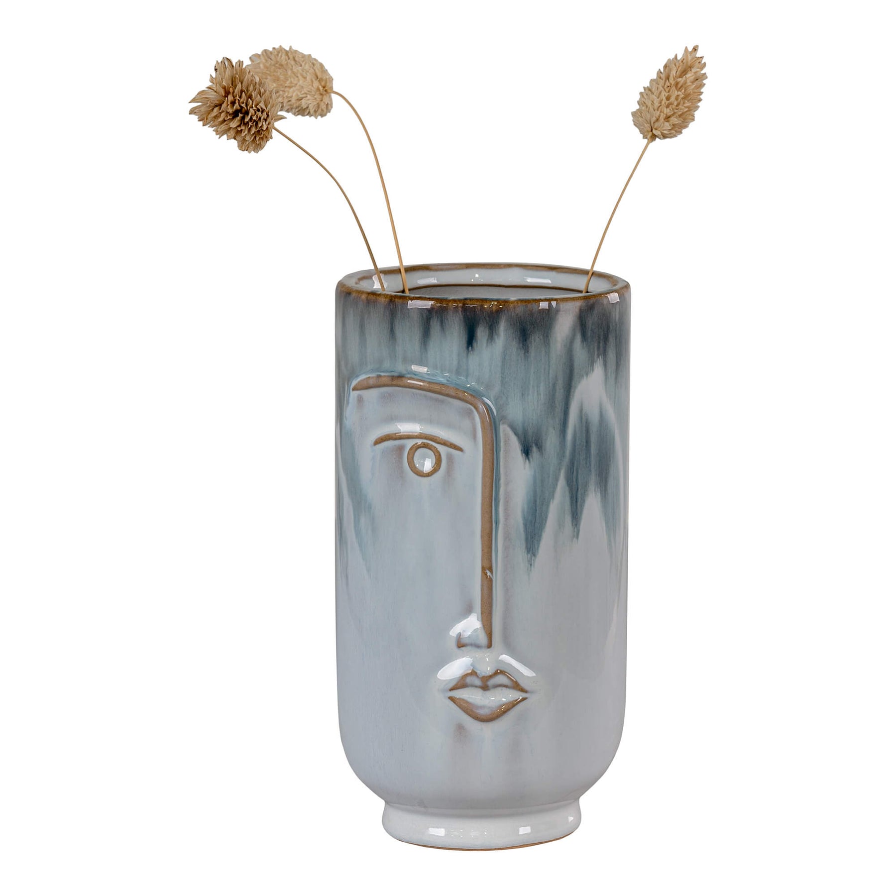 House Nordic - Vase i keramik med ansigt - blå-House Nordic-n-living.dk