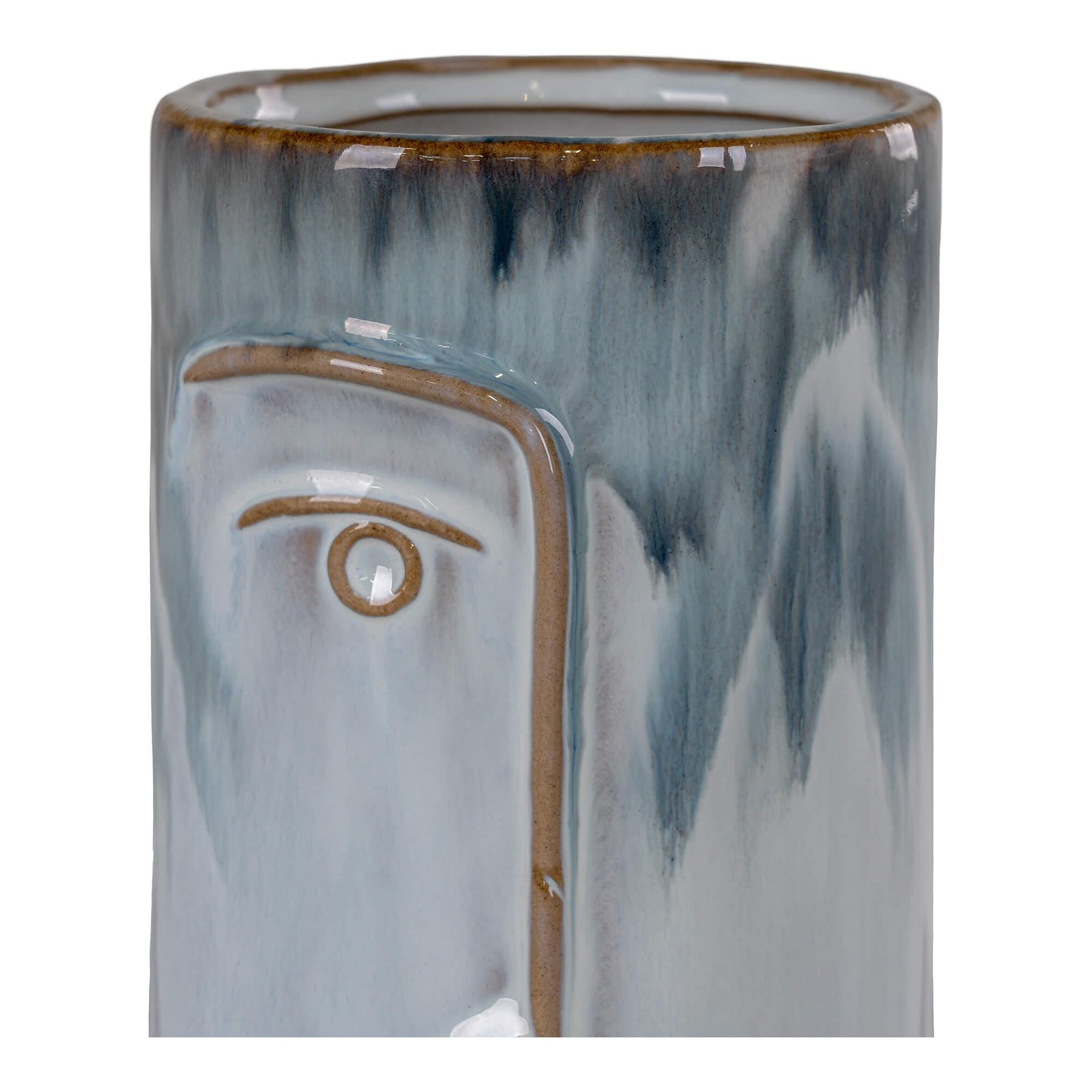 House Nordic - Vase i keramik med ansigt - blå-House Nordic-n-living.dk