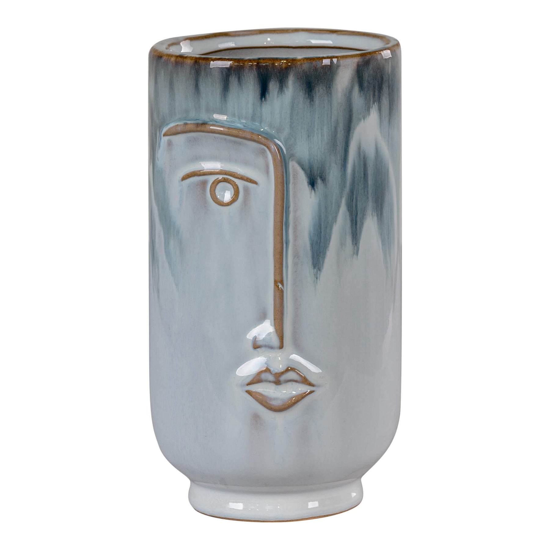 House Nordic - Vase i keramik med ansigt - blå-House Nordic-n-living.dk